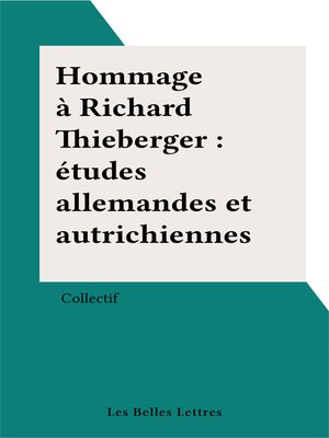 cover image of Hommage à Richard Thieberger